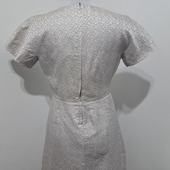 See By Chloé Jacquard Square Neckline Elegant Silver Short Sleeve Dress Size 8 - Picture 15 of 16